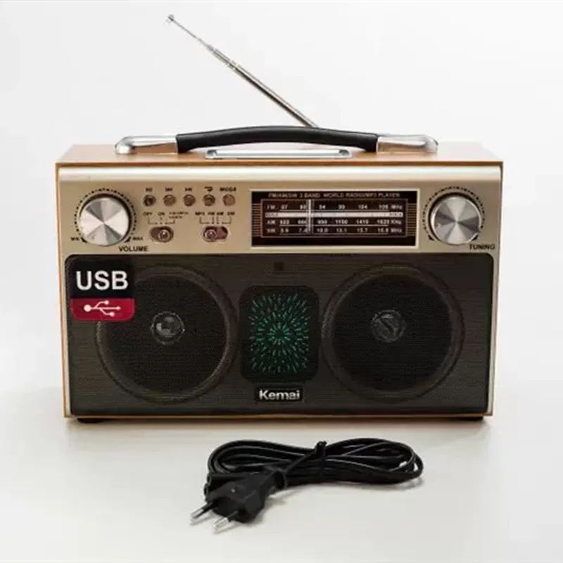 Wooden Retro Bluetooth Speaker Rechargeable Portable Radio 3 Band AM FM SW with BT USB TF AUX Extension Antenna Bluetooth Speake