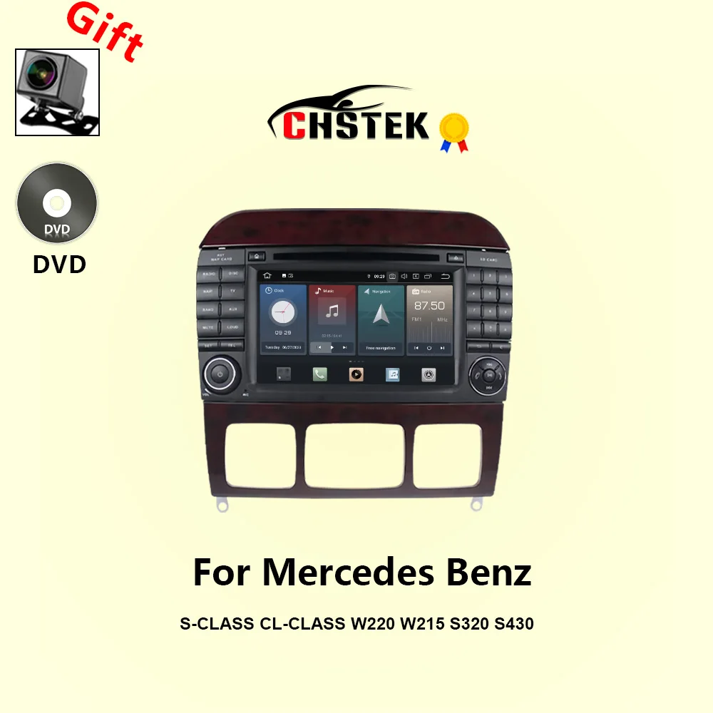 CHSTEK Car Radio Carplay DVD For Mercedes Benz S/CL Class W220 W215 S320 S430 Android 14 GPS Bluetooth WIFI 4G Multimedia Player