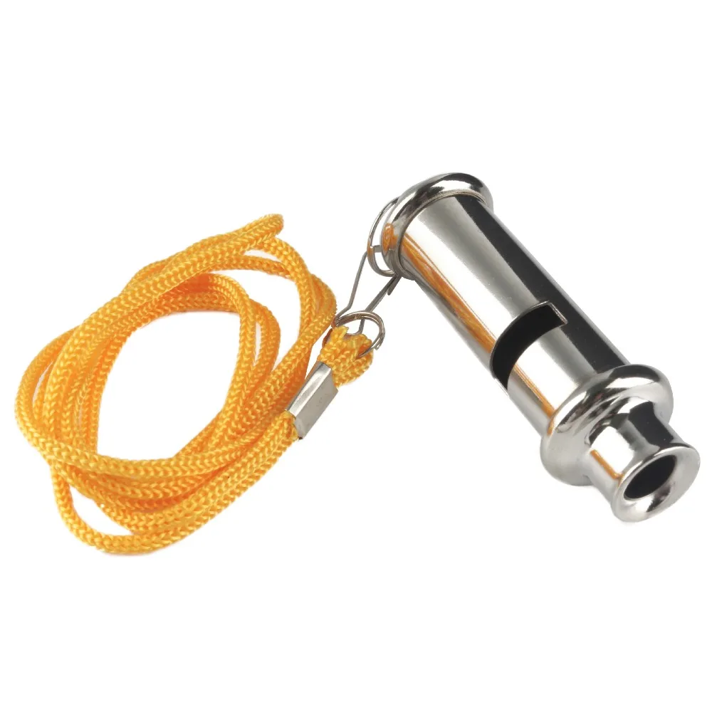 Yellow Lanyard Metal Whistle New High Frequency With Neck Chain Outdoor Whistle Stainless Steel Police Whistle