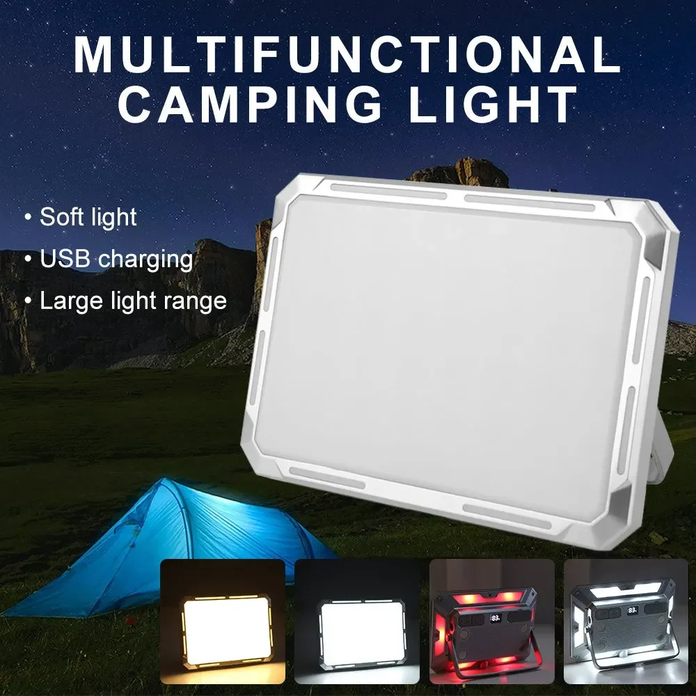 High Power LED Camping Light IP44 Waterproof Long Battery Life Rechargeable Searchlight 50W Magnetic Base Emergency Lighting