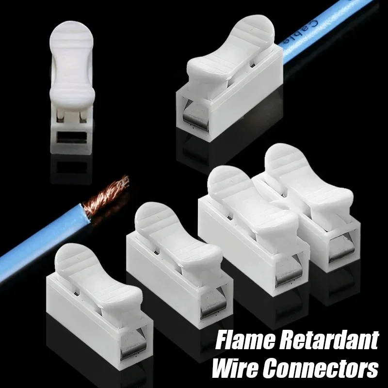 50Pcs Quick Wire Connectors 1P 2P No Soldering Required Spring Clamp Cable Terminals Screwless Terminal Block for Electronics