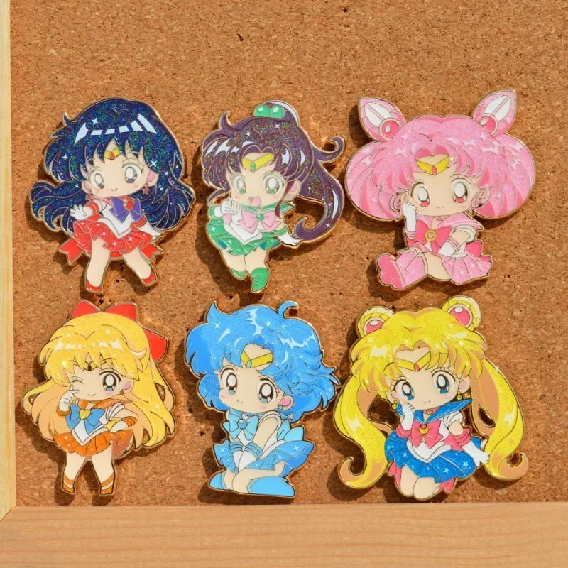 Sailor Moon Cute Brooches Anime Pins Cartoon Character Derivative Bags and Clothes Decorations Brooch Birthday Party Gifts New - view 3