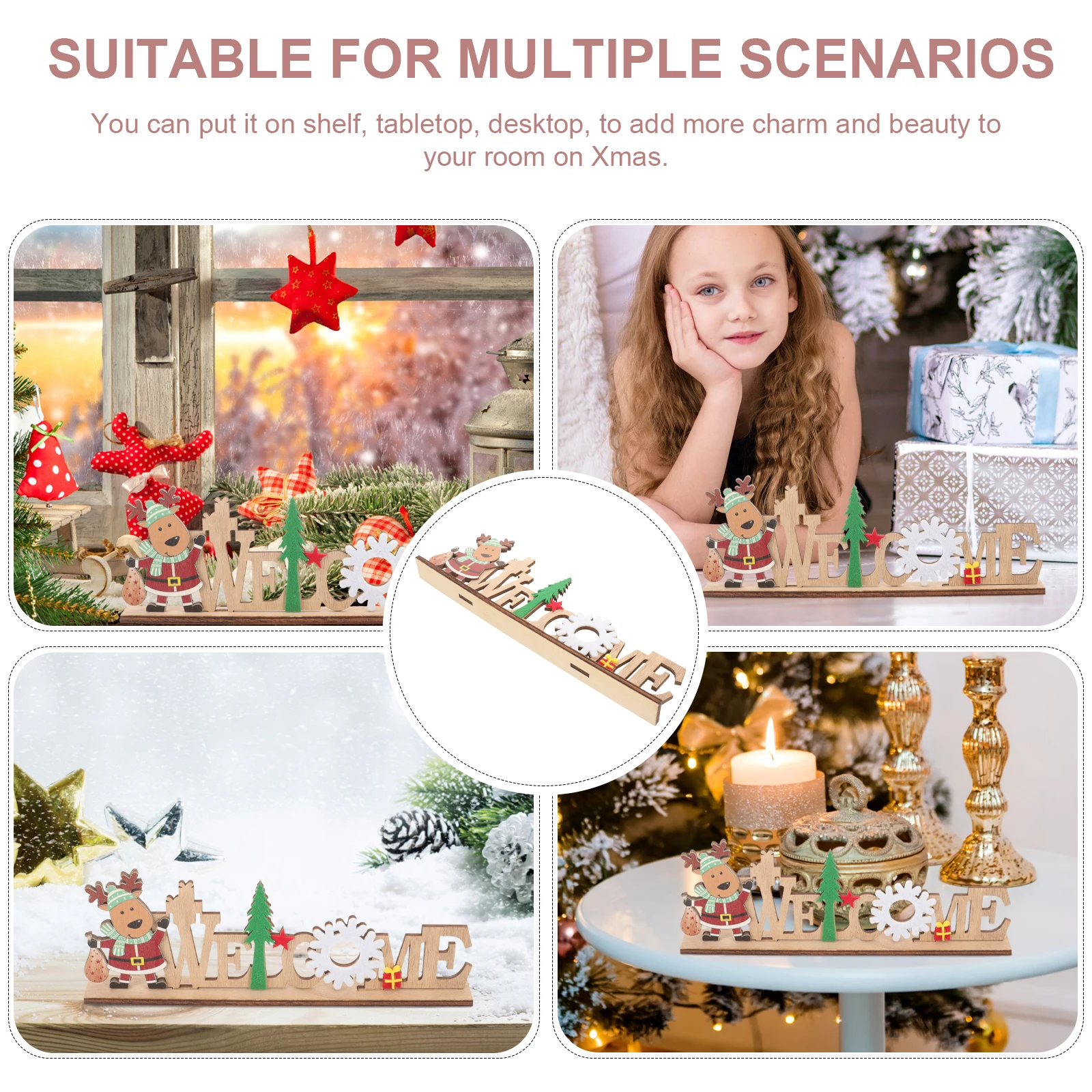 

Christmas naments Xmas Desktop Signs Table Decoration WoodenCenterpiece Christmas Table Signs Xmas