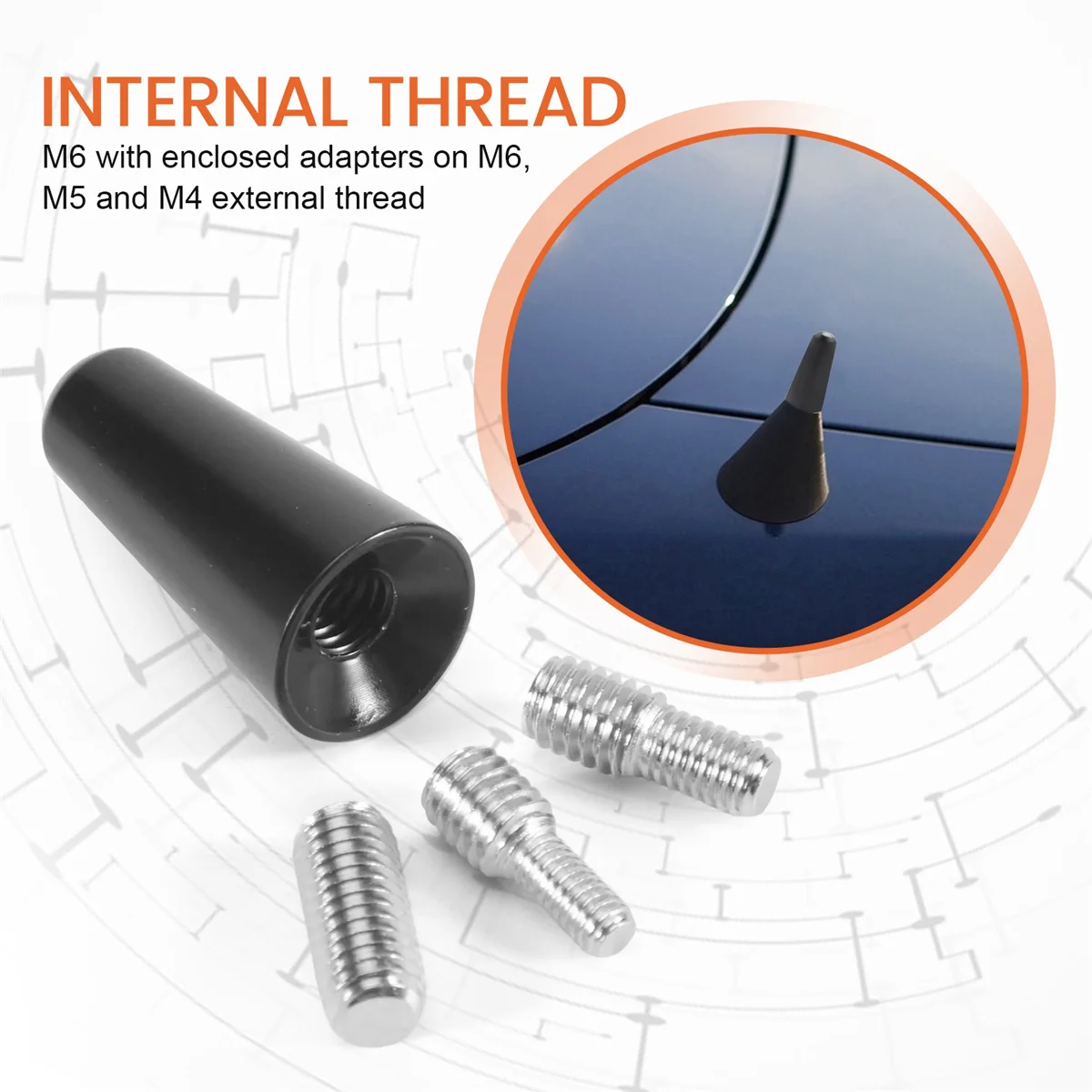 AT77 เสาอากาศ 3 ซม. เสาอากาศหลังคา เสาอากาศเสาสั้น เสาอากาศเสารถอะแดปเตอร์สั้น วิทยุเท้า