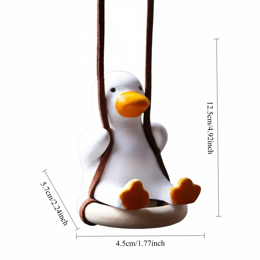 Anime Duck Gypsum Car Ornament Swinging Rearview Mirror Pendant Adorable Decor