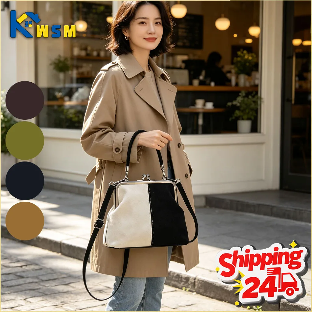1-4PCS Vintage Patchwork Crossbody Bag with Top Handle and Detachable Strap for Women Shoulder Satchel Handbag Purse