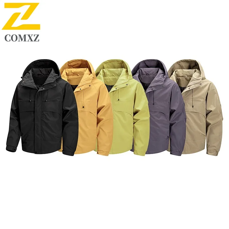 

COMXZ 2025 Mens Stand Collar Jacket Spring Autumn Casual Cardigan Simple Solid Color Trendy Coat Lightweight