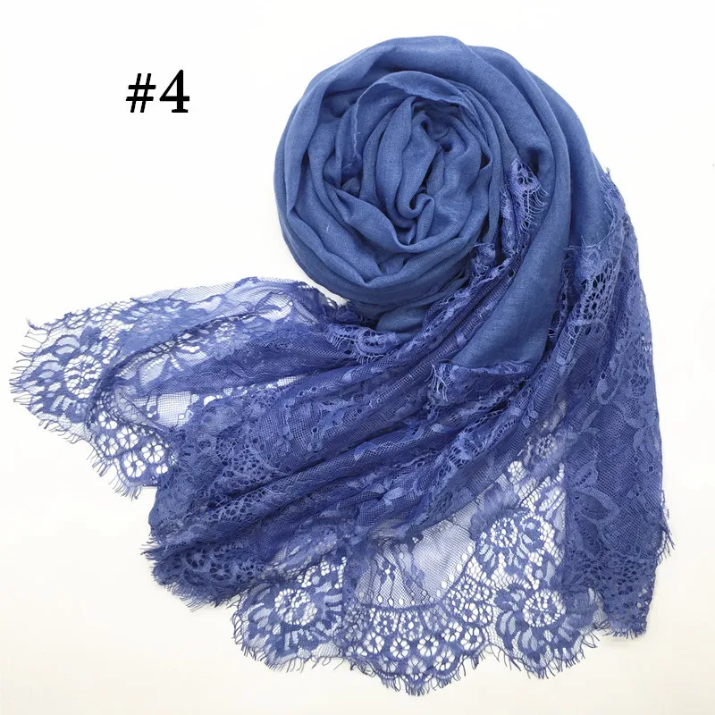 Cross-Border AliExpress New Women\'s Solid Color Scarf Two Big Lace Closed Toe Scarf 30 Colors