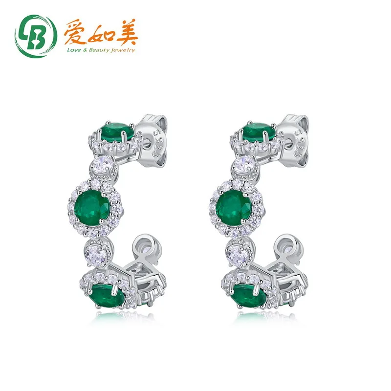

French Temperament Cultivation Emerald Earrings 18K Gold PT950 Platinum Silver Plated 7-layer Gold Circle Earrings