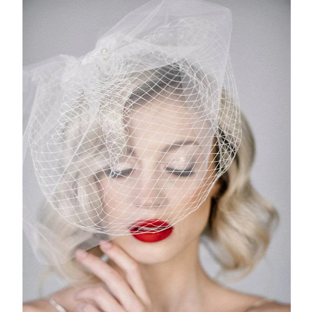 Dames Birdcage Veil Wedding Bridal Hoeden Wit Gezicht Veils Blusher Sluier Bruid Hoofddeksels Kerk Cocktail Party Haaraccessoires