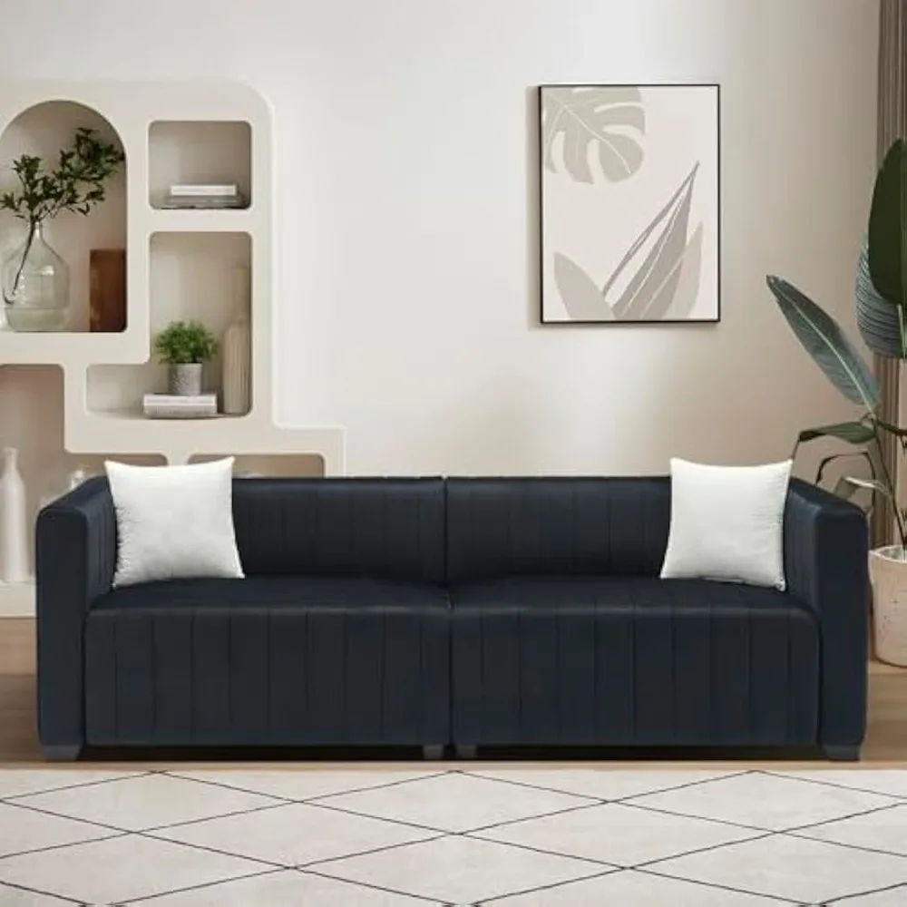 Tufted Modern Spacious Large Couch With Sturdy Legs and 2 Pillows for Office Modern Sofas for Living Room Hotels Sofa Bed Home