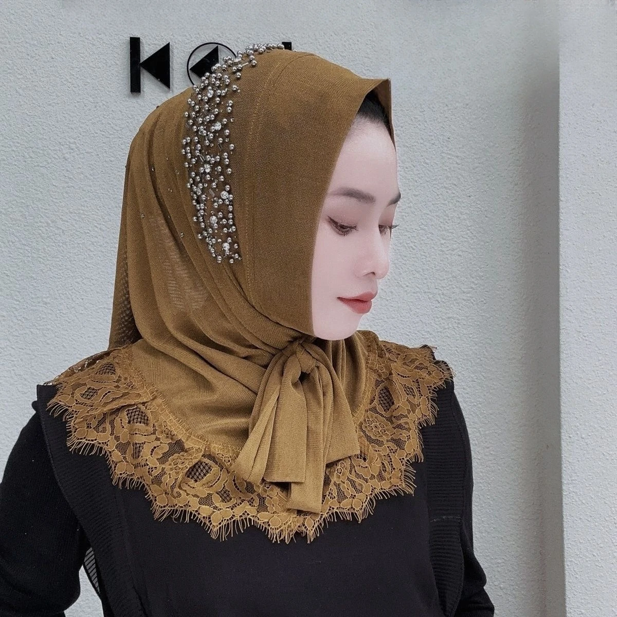 Hijab Muslim Women Shawl Headcap Headscarf Freeshipping Luxury Mesh Turban Scarf Malaysia Kufi Islam Summer Lcae Thin 05231