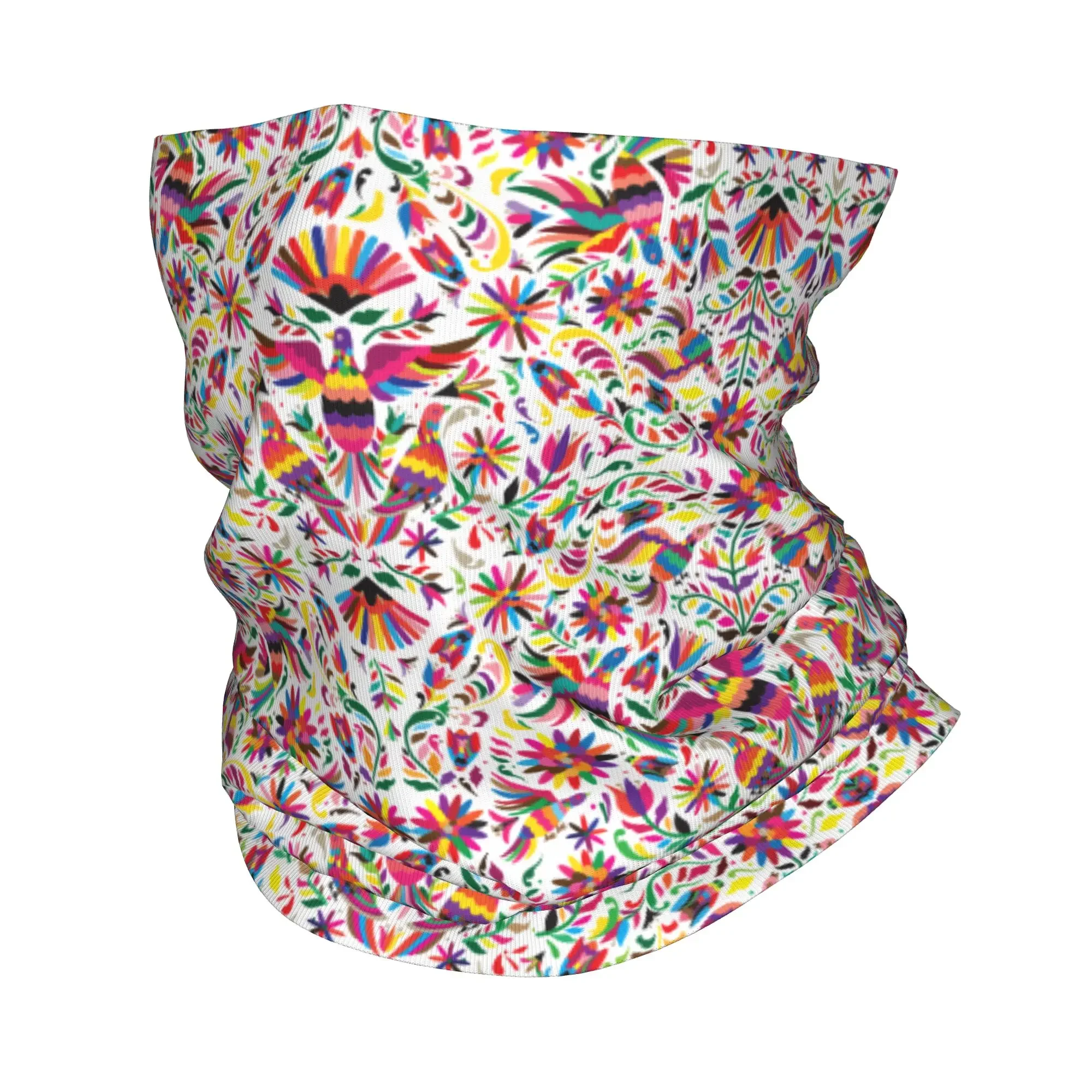 New Otomi Birds Mexican Flowers Pattern Bandana Neck Warmer Men Women Winter Hiking Ski Scarf Gaiter  Face Cover
