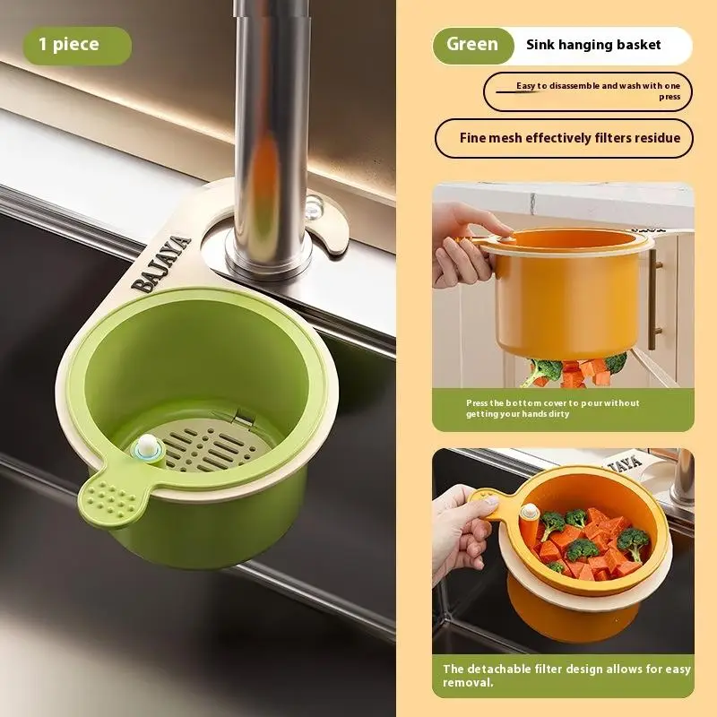 

1PCS Kitchen Sink Filter Drainage BowlLeak-Proof Filter Multifunctional Strainer BasketAdjustable Hanging Sink Drain Basket