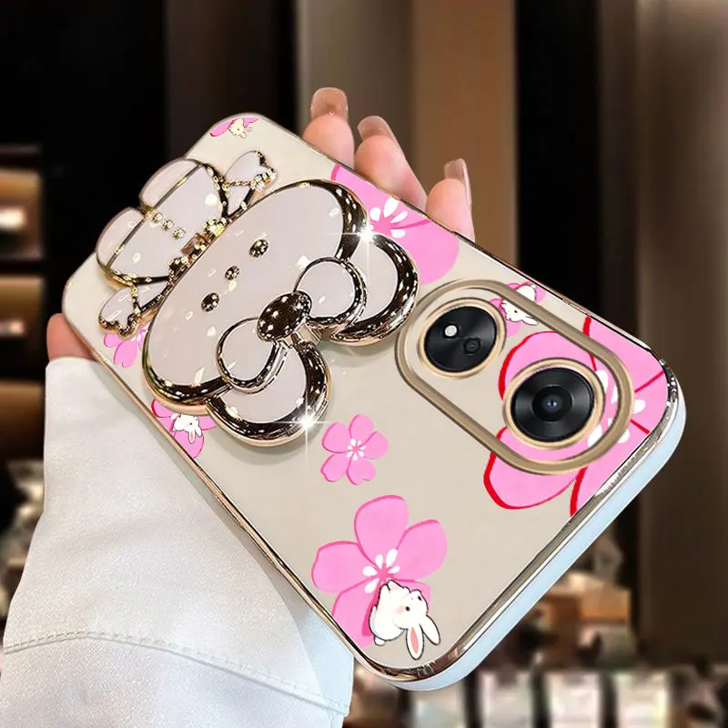 كريستال بريق زهرة أرنب حامل هاتف الحال بالنسبة ممن لهم A38 A36 A76 A58 A57 A74 A78 A5 A7 A79 A95 A60 A18 A53 A17 A16 4G 5G