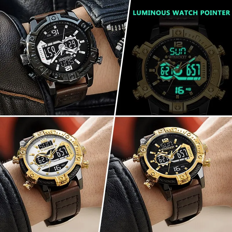 WISHDOIT Sports Outdoor Leisure Watch Men Calendar Men Quartz Watch Analog Watch Waterproof Luminous Swimming Men Hand Watch