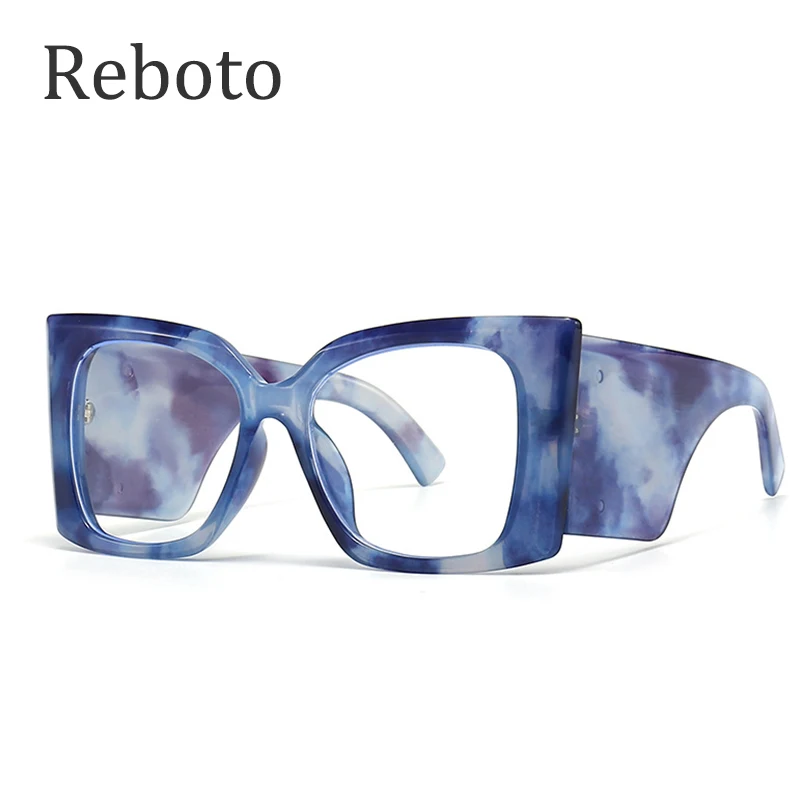 Thick Frame Colorful Square Women Glasses Fashion Oversized Clear Optical Lenses Big Wide Legs Women's Eyeglass Frame Elegant