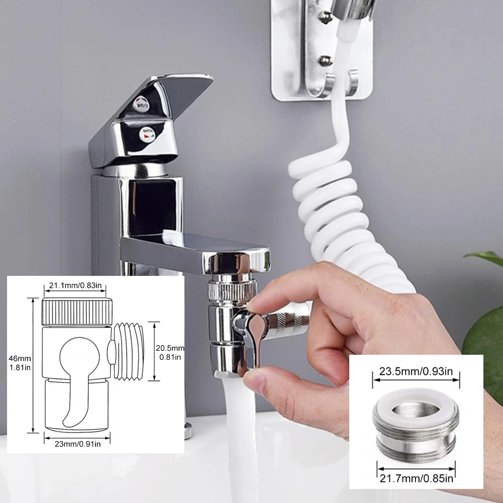 Shower Diverter Valve 3 Way Kitchen Tap Diverter Brass Sink Faucet Splitter M22 X M24 Adapter Replacement Part for Bathroom Bath