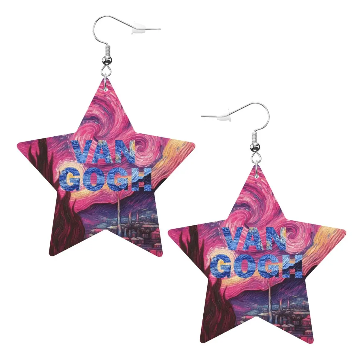 Custom Drop Dangle Earrings Vincent Van Gogh Painting Collage Leather Teardrop Earrings PVC Leather for Gifts Dainty Jewelry