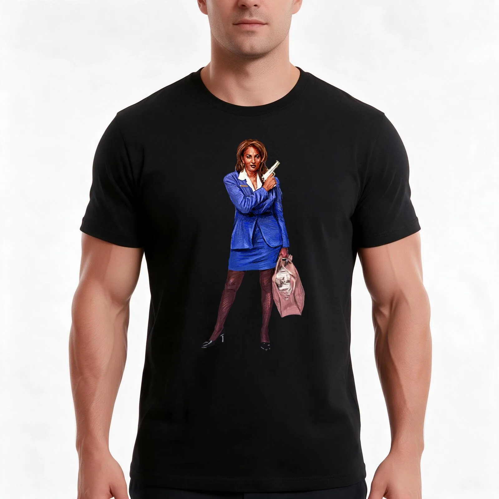 Bridget Fonda Jackie Brown T-Shirt, Summer Casual Cotton Tee, Oversized Streetwear Tops, Vintage Graphic Print, Unisex Men Women