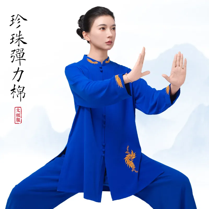 2026 New Women's and Men's Tai Chi Uniform Mid-length Performance Competition Baduanjin Martial Arts Practice Exquisite Embroide