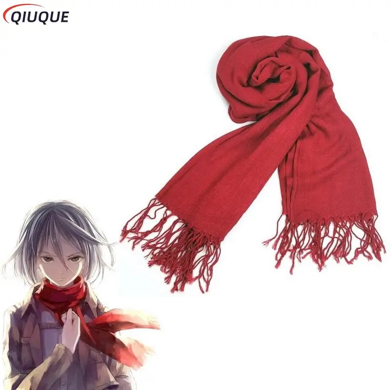 Mikasa Ackerman Cosplay Scarf Japanese Anime Shingeki no Kyojin Red Daily Casual All-match Scarves