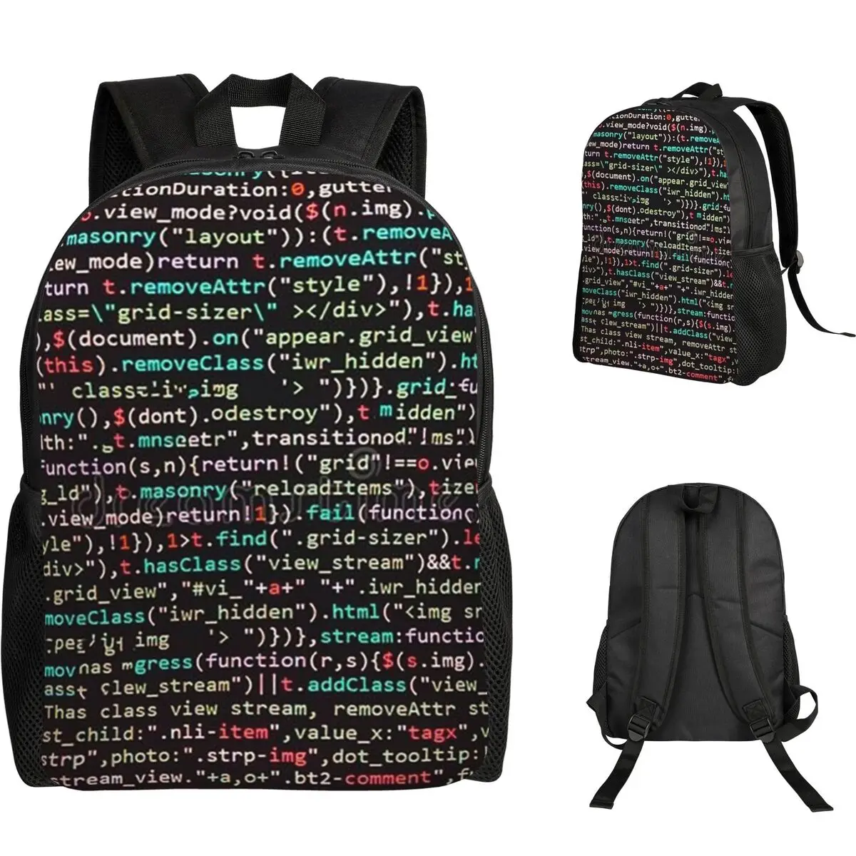 

Java Script Code Student Backpack School Bag Hiking Travel Daypack for Boys Girls Fashion Bookbag Shoulder Bags