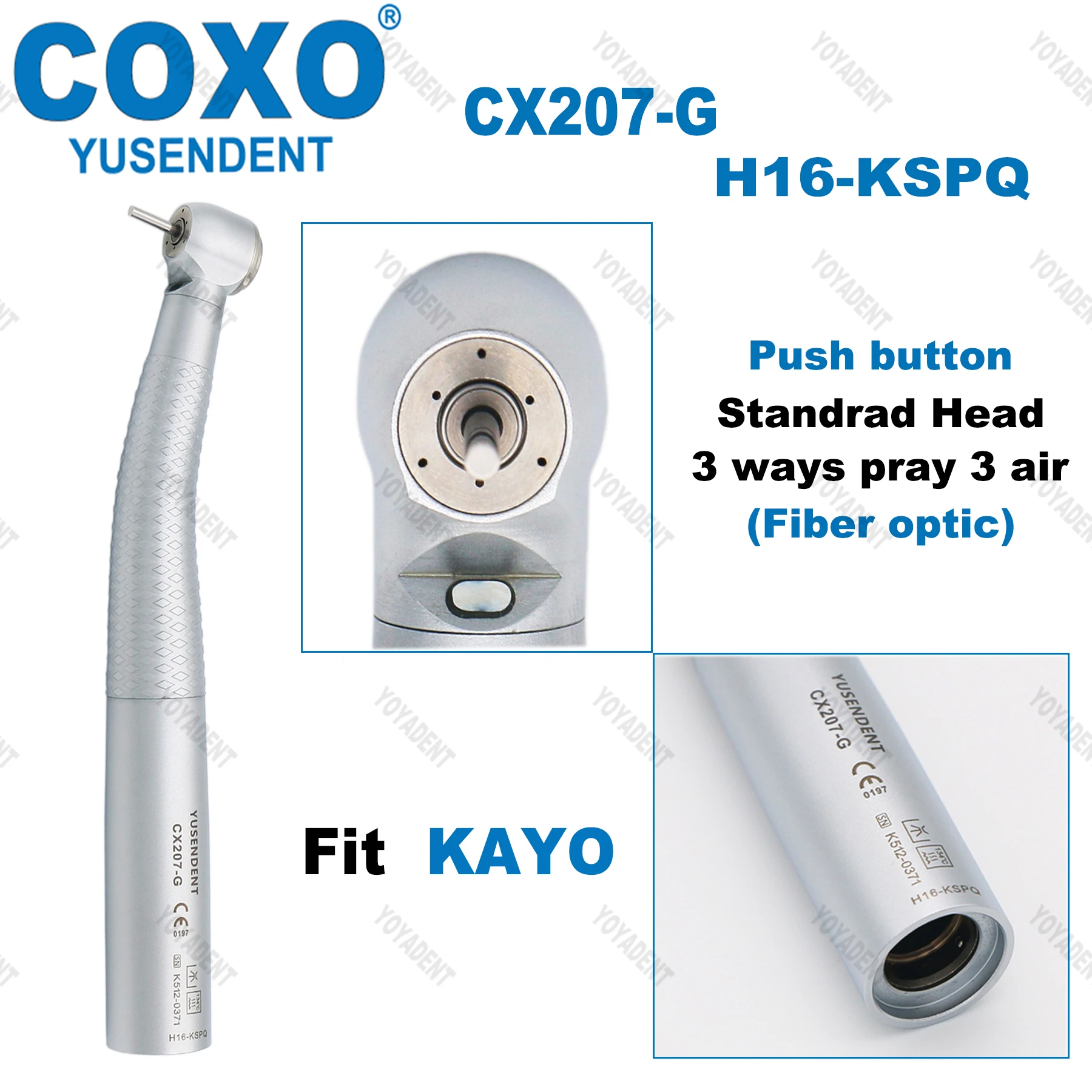 COXO YUSENDENT Dental Fiber Optic High Speed Handpiece Push Button Air Turbine Fit KaVo MULTIFLEX LUX LED Coupling 6 Holes