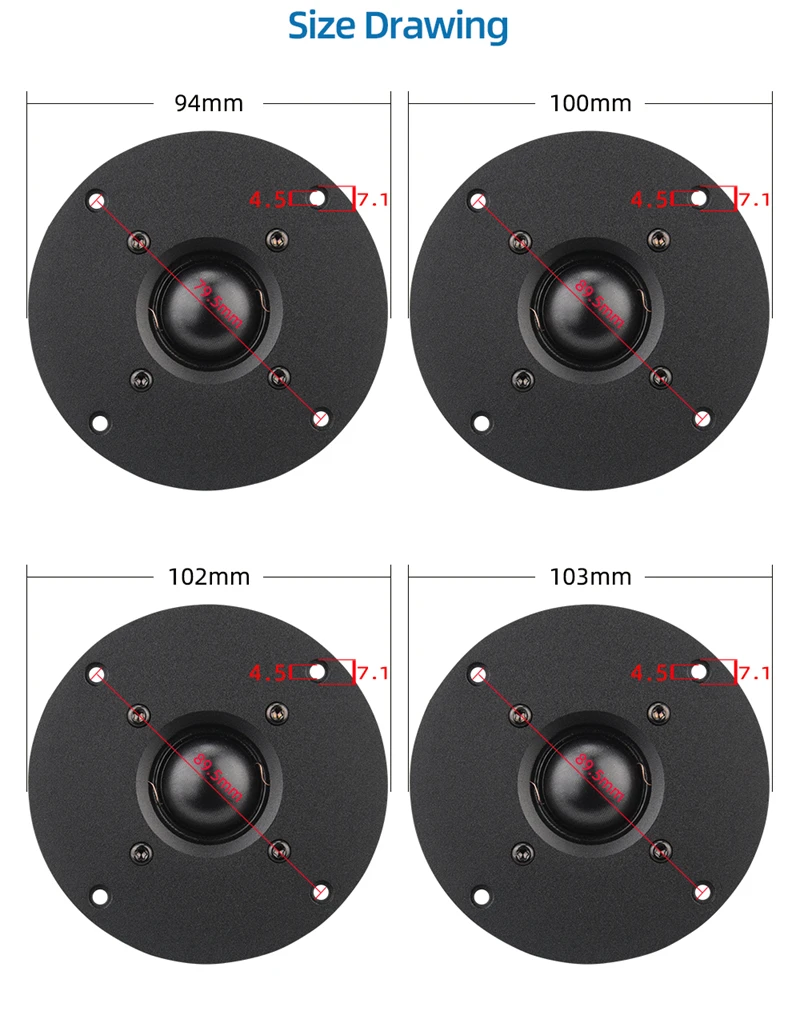 HIFIDIY T1N HiFi 4-Zoll-Hochtöner-Lautsprechereinheit 330 Seidenmembran 8OHM 30W Heimkino-Hochtöner 94/100/104/110/116/120 – Detail 9