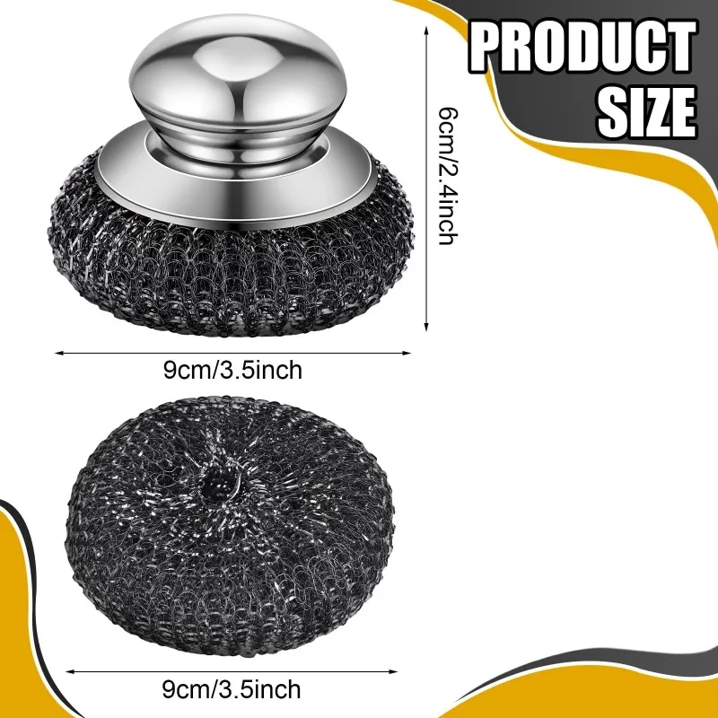 Stainless Steel Pot Brush with Handle Robust Metal Ball for Dishwashing 1-10 Pieces Cleaner Metal Purifier for Kitchen image 6