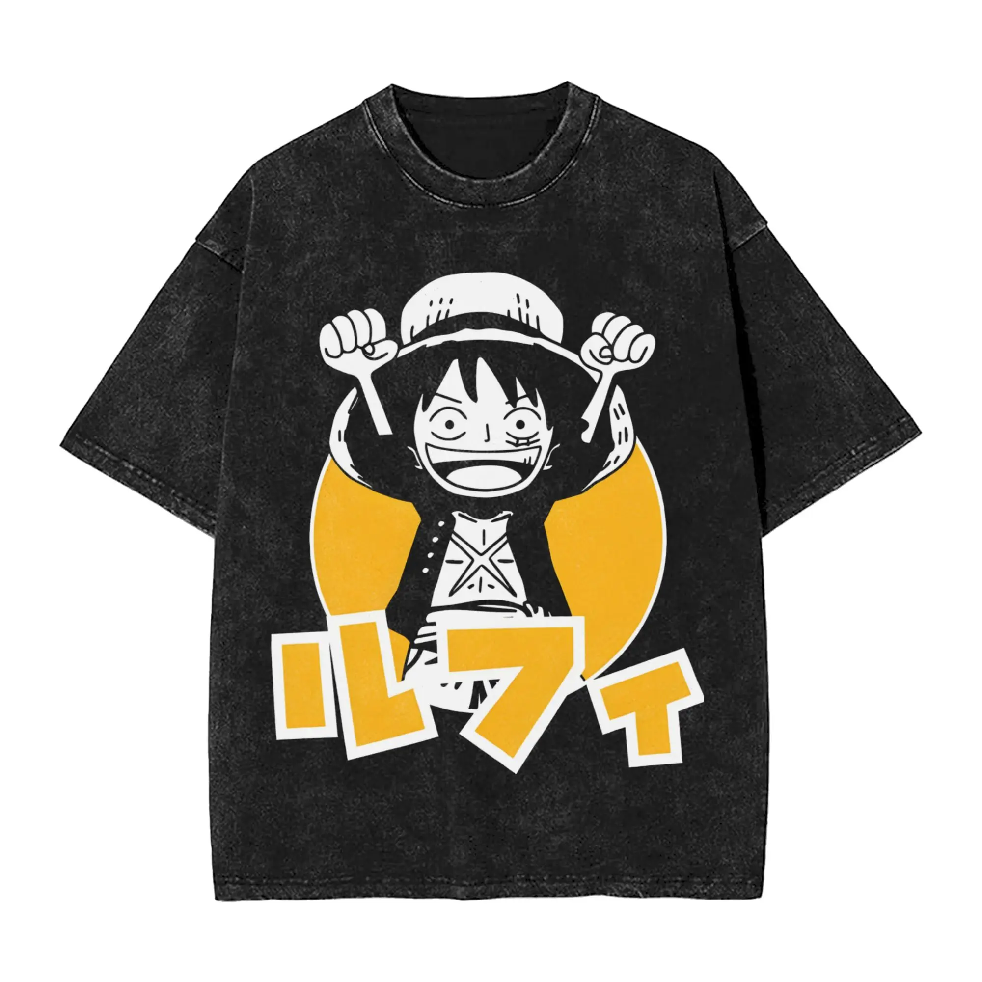 Luffy One Piece T Shirts Men's  100% Cotton Humor T-Shirts Round Neck  Tees Short Sleeve Tops Printing