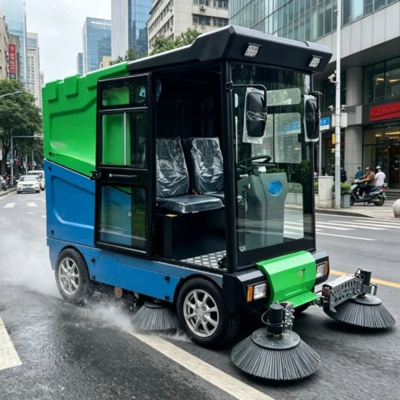 Electric Road Sweeper Rough Ground Adapt Site Sweeping Rig For Construction Temporary Road Mud Stone Garbage Clearing Project
