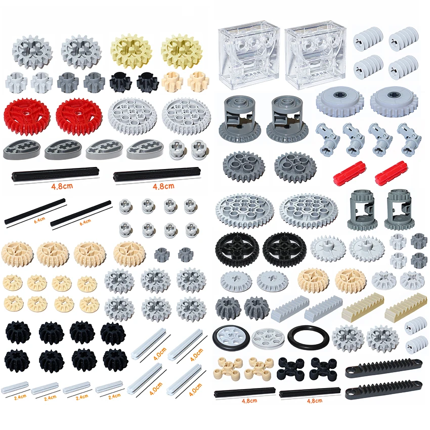 MOC-Steine, technisches Zubehör, Großpackung, mehrere Größen, Getriebe, Kreuzachsen-Set, kompatibel mit allen Marken, Bausteinen, Lernspielzeug