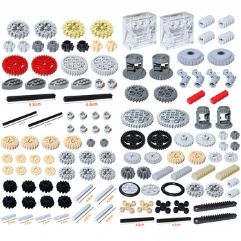 MOC 벽돌 기술 액세서리 대량 여러 크기 기어 크로스 액슬 세트 호환 모든 브랜드 빌딩 블록 교육 완구 