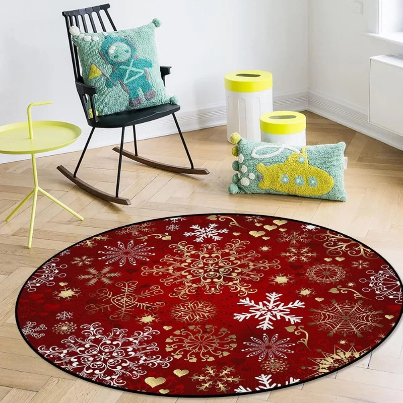 Cartoon Reindeer Face Round Floor Mat 40x40cm Rug for Kitchen