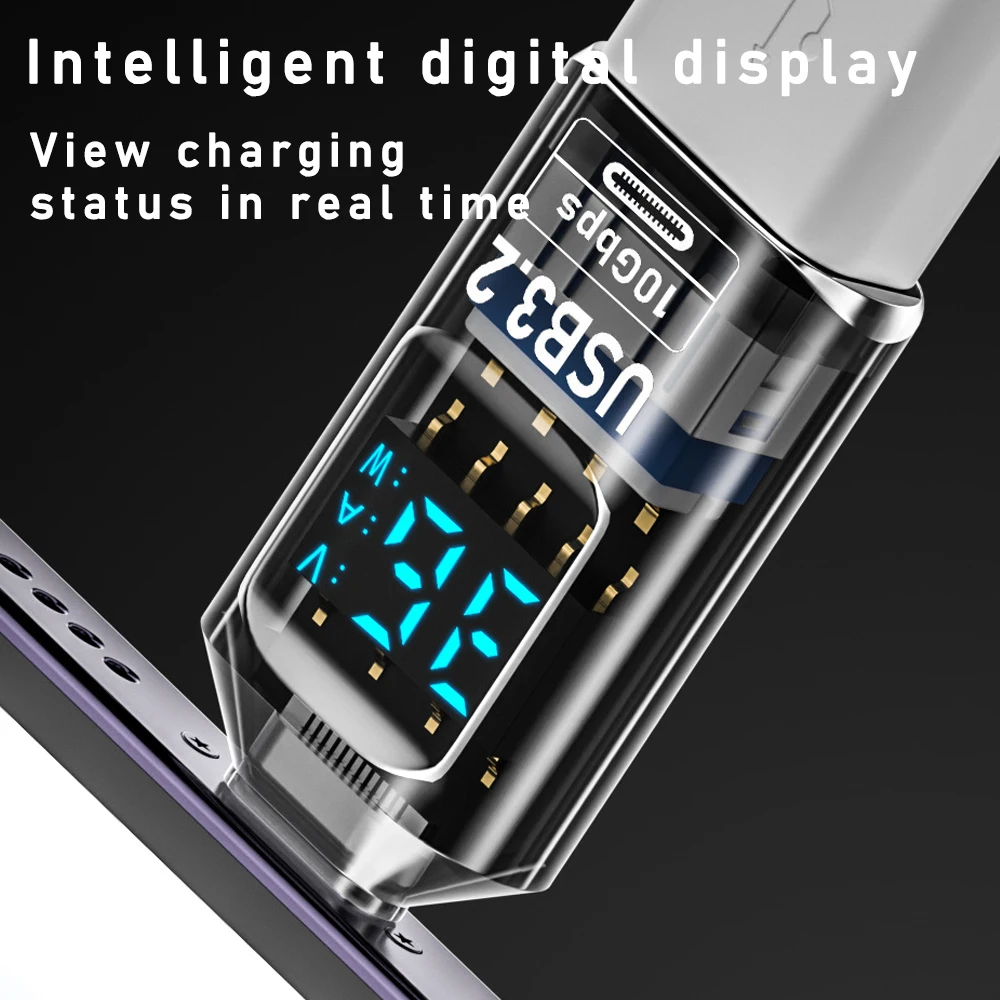 Digital LED Display USB 3.2 Adapter 36-60W 10Gbps Laptop Type-C Converter Data Transmission Smart Chip Power Meter Tester