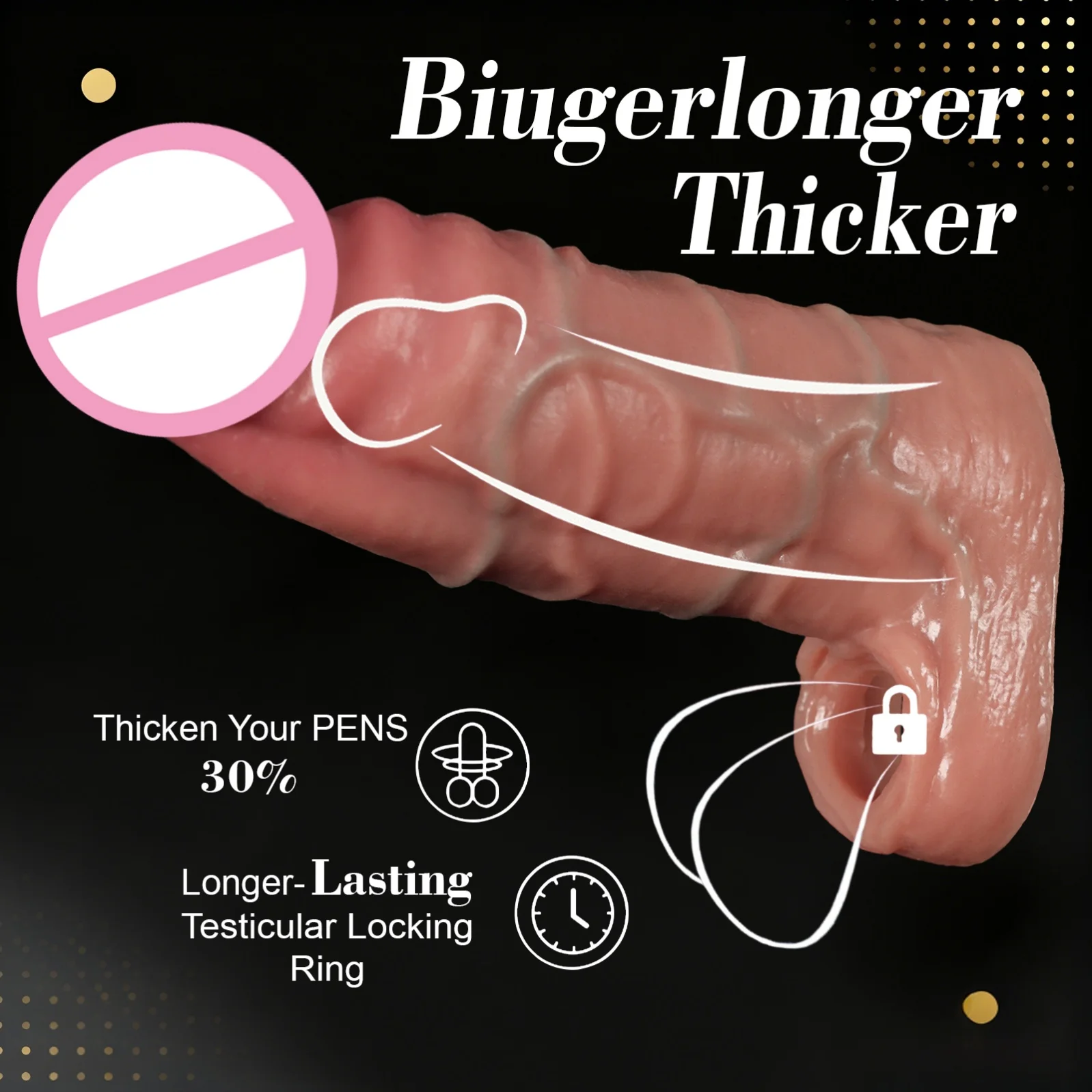 2 Size Realistic Penis Sleeve Soft Condom Penis Extender/Enlargement Hollow Cock Cover Adult Sex Toys Women Men Gay Masturbador view 2