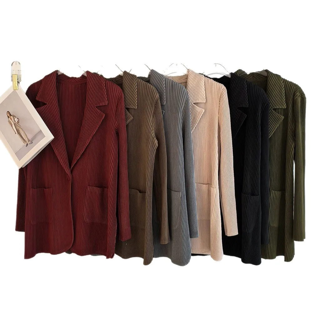 Miyake Pleated Women's Star with The Same Pleated Blazer Female 2026 Spring Senior Sense of Casual Temperament Suit Blouse