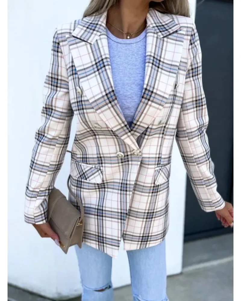 

2024 New Autumn and Winter Hot Selling Fashionable Women's Casual Checkered Printed Slimming Versatile Small Suit Jacket