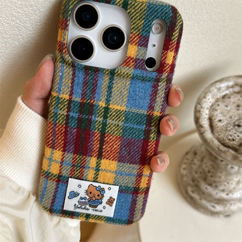 جديد الخريف الشتاء زغب الدافئة منقوشة نمط النسيج قضية الهاتف آيفون 16 برو 14 15 برو ماكس حالات غطاء ل أبل 15 14pro ماكس #3