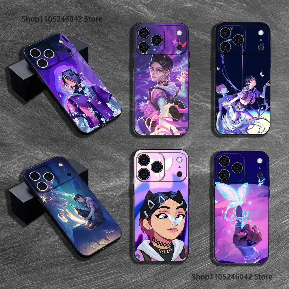 

Popular V-Valorant C-CloveS Phone Case For iPhone 17,16,15,14,13,12,11,Pro,Max,Plus Black Shockproof Soft Cover