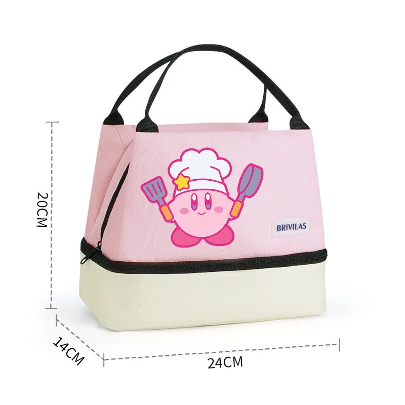 Star Kirbys Lunch Bags Kawaii Anime Color-Blocked Insulated Ice Handbag Fashion Women Office School Picnic Pink Bento Pouch Gift view 6