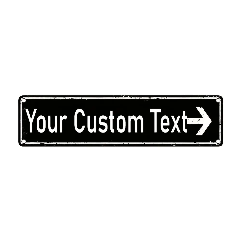 Waterproof 2D Flat Black Right Arrow Aluminum Sign 40×10cm Personalized Text Wall Decor Only Decoration
