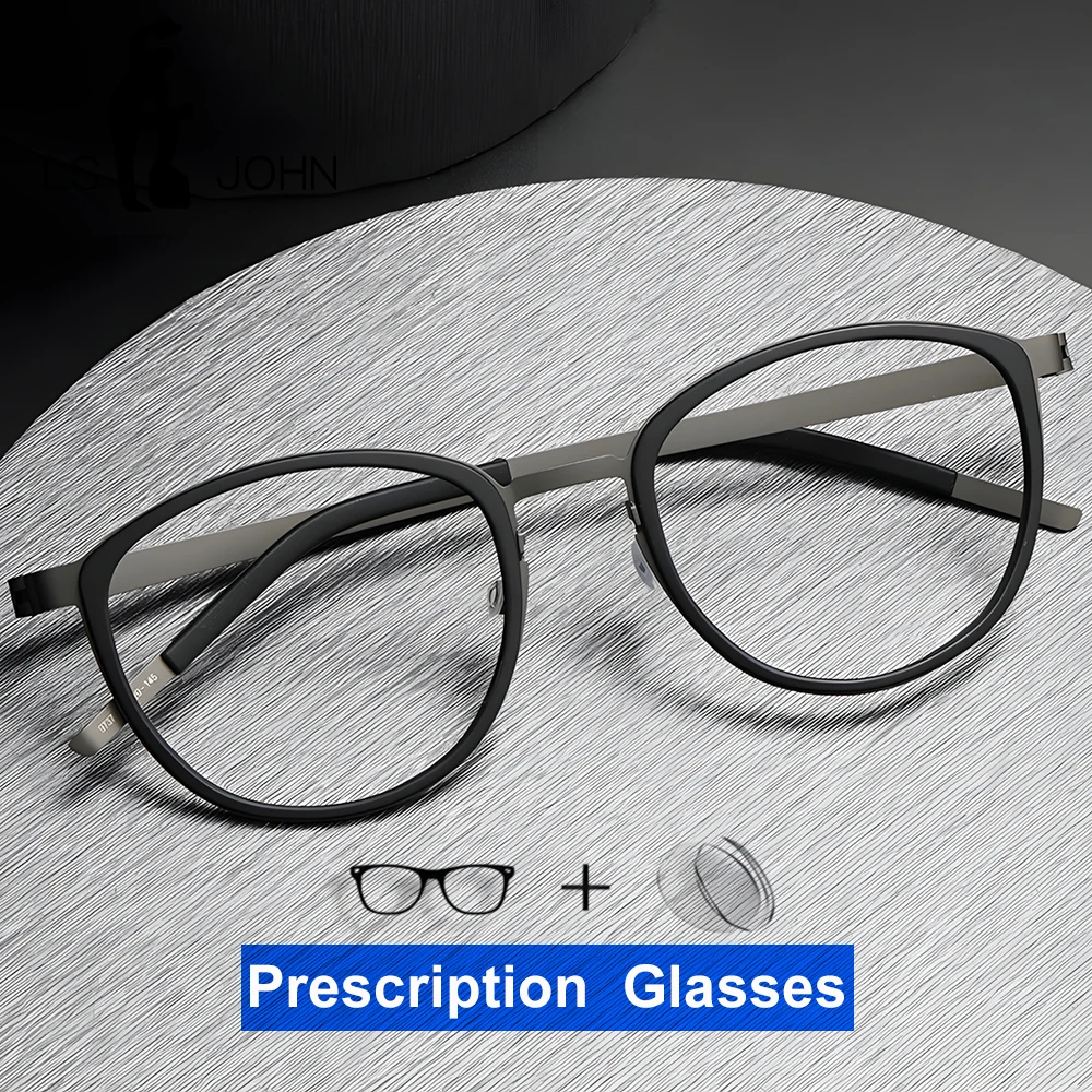 

Pure Titanium Myopia Reading Glasses Men Ultralight Screwless Round Optical Prescription Eyeglasses Women Denmark Brand Eyewear