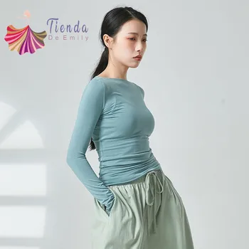 女性用長袖ビスコーストップ,クラシック,フォーク,ダンス,ナショナル,ダンサー,トレーニング,基本的な服,ボディライム,ヨガ,スリム,新しい