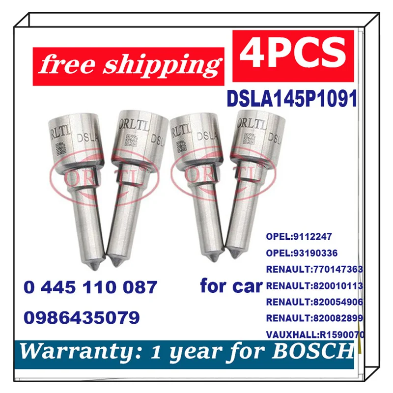 

DSLA145P1091 0 433 175 318 For OPEL RENAULT VAUXHALL 0445110087 0 445 110 087 0986435079 Diesel Injection Nozzle Tips 4pcs