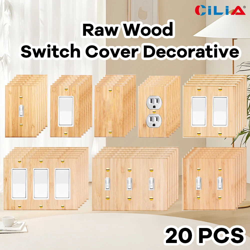 

20 pieces of wall panel lamp switch cover, various styles of bamboo wall panel lamp switch socket cover, durable