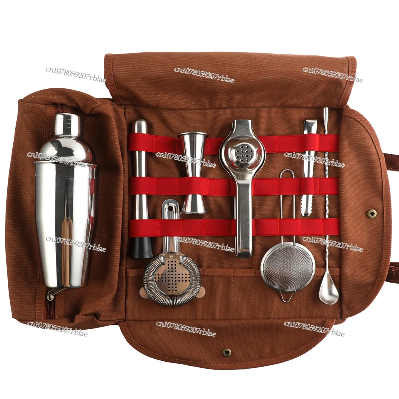 

New Stainless Steel Cocktail Cocktail Shaker Storage Bag Suit Outdoors Convenient Bartending Tool Bartender Kit