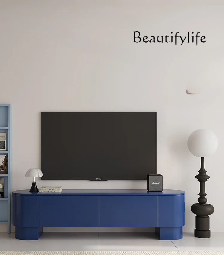 French Cream Style TV Cabinet Nordic Light Luxury Storage Floor Cabinet Simple Modern Anti-Collision Video Cabinet