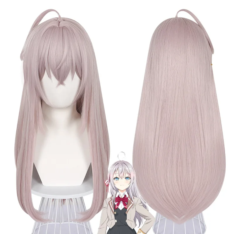 De pruik die mijn klasgenoot Clara droeg voor haar cosplaying was een lichtroze lang haar met een realistische hoofdhuidtop.